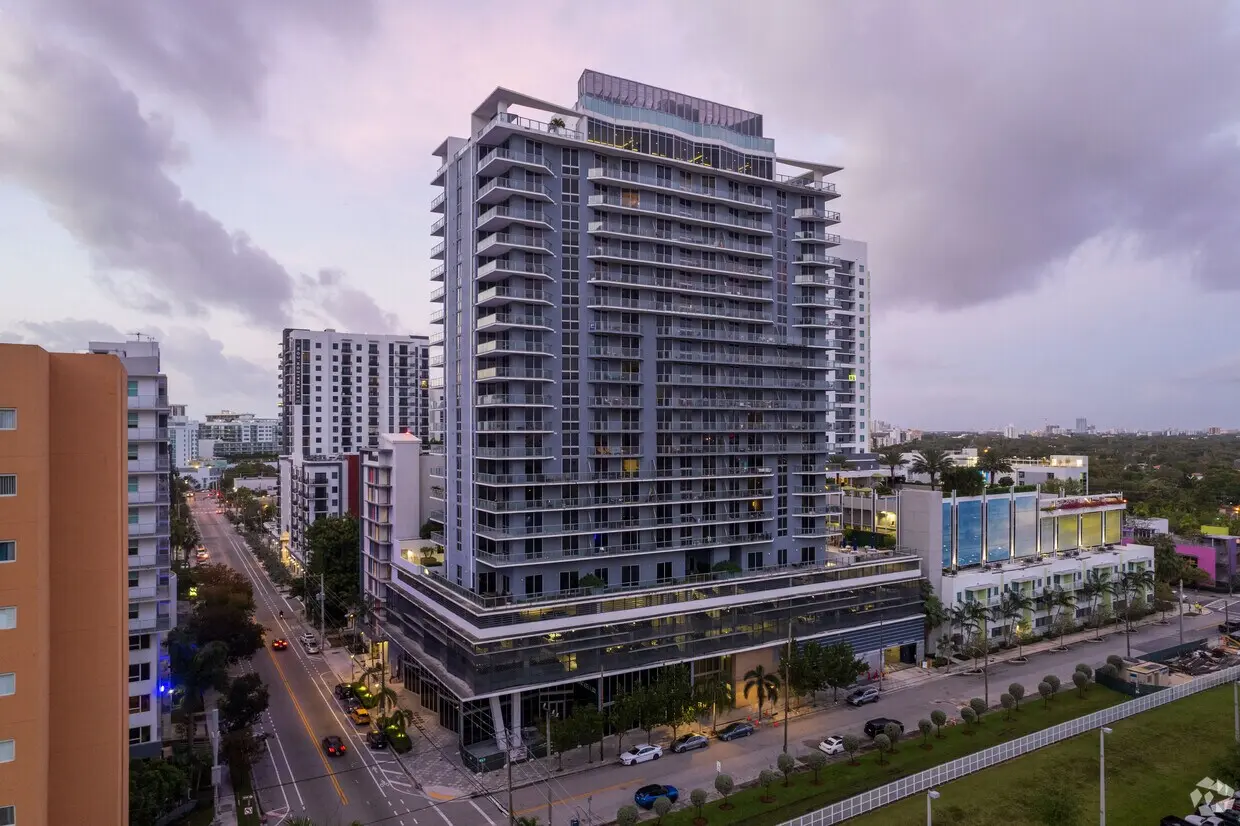 Brickell Ten high-rise building in Miami with a modern design and cityscape view.