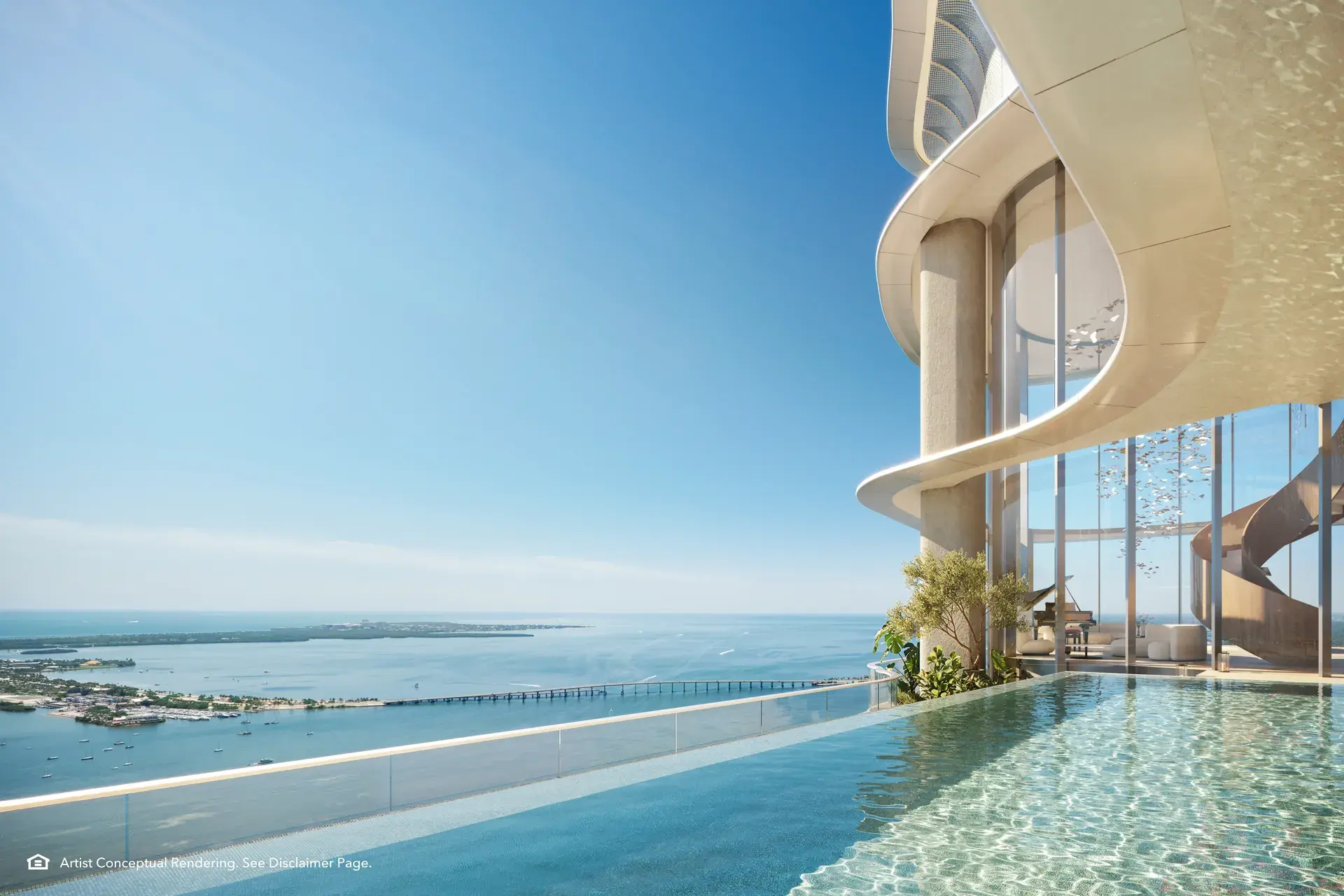 Mandarin Oriental Residences Miami infinity pool overlooking the ocean.