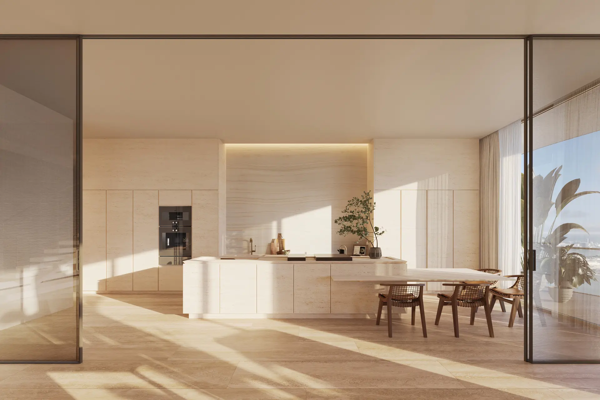Modern kitchen design with natural light in Project Name, Miami.