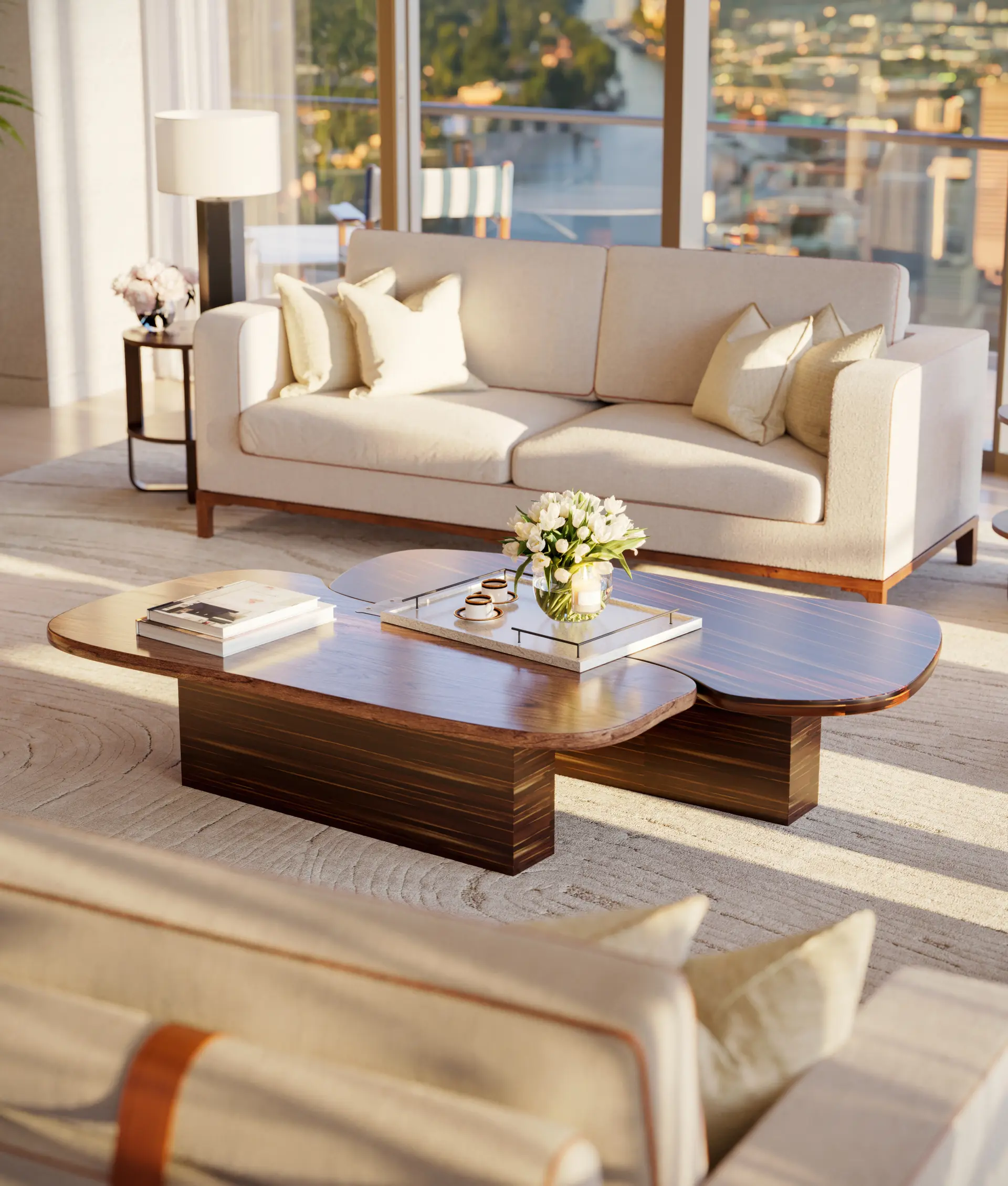 Elegant living room with a view at Project Name in Miami.