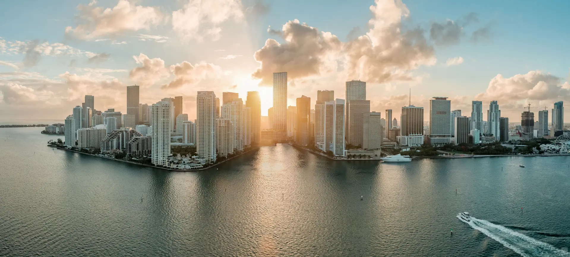 Miami skyline with waterfront view at Project Name.