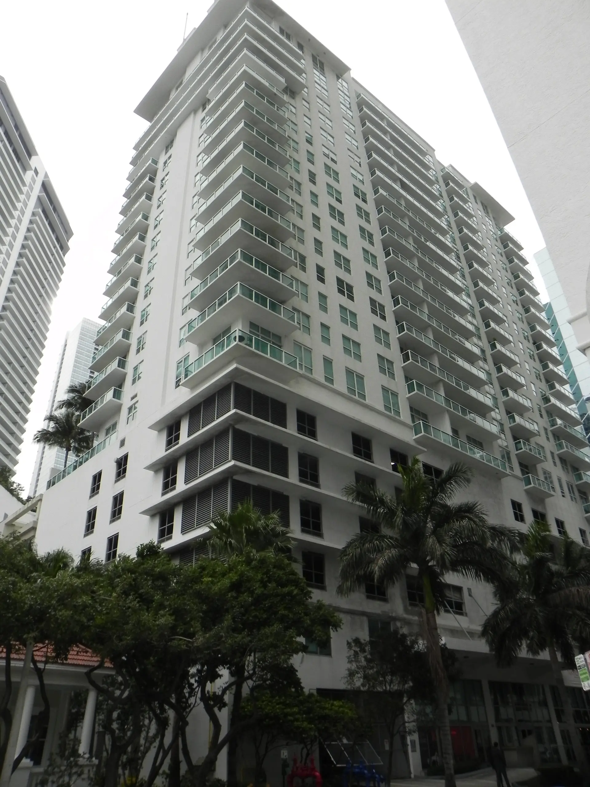 The Solaris at Brickell residential building in Miami with modern design and multiple balconies.