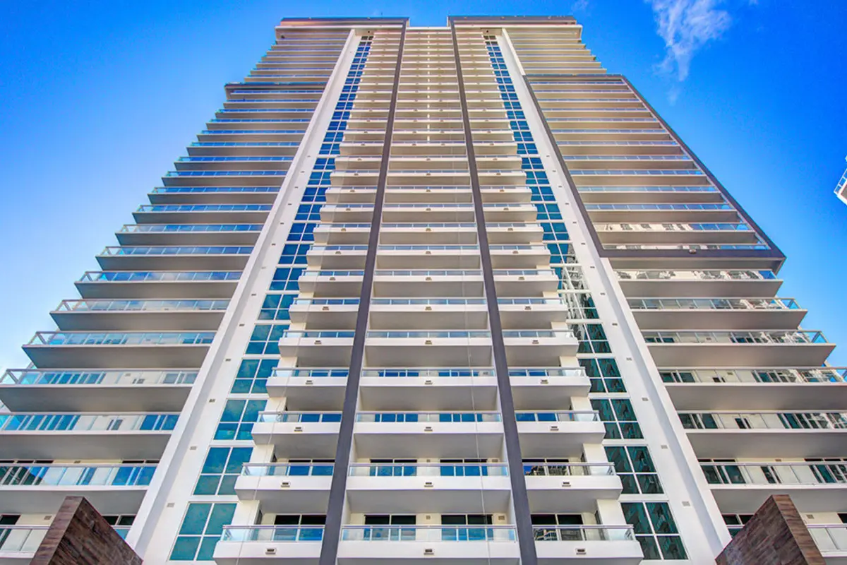 The Bond on Brickell features a modern high-rise tower in Miami.