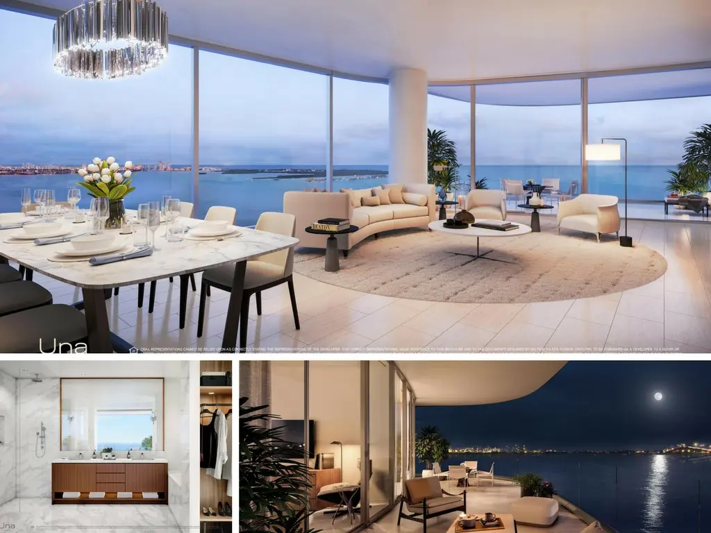 Una's luxurious living room with ocean view in Miami